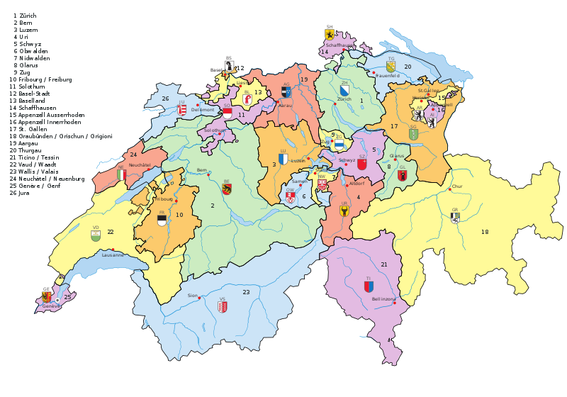 Overview cantons Switzerland